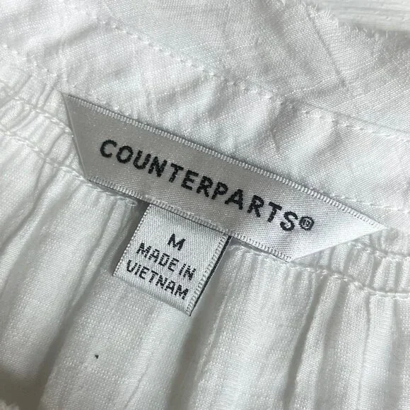 Counterparts Blouse Womens Medium White New Boho Front Tie - Picture 7 of 10